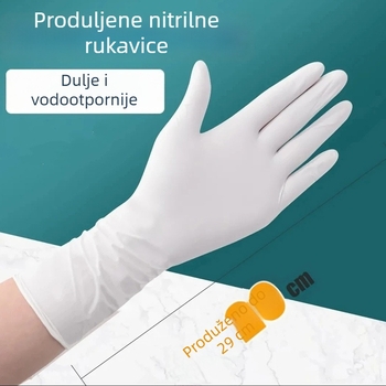 Jednokratne nitril rukavice produžene duljine, otporne na ulje, prozirne, debljine 0,1–0,2 mm, 12 inča, za pranje rublja i suđa
