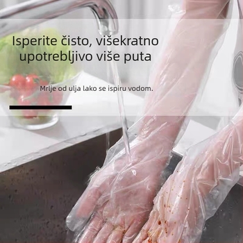 Jednokratne kuhinjske rukavice, debele i otporne na habanje, produžene duljine, elastična manžeta, vodootporne, kućna zaštita pri pranju suđa