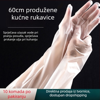 Jednokratne kuhinjske rukavice, debele i otporne na habanje, produžene duljine, elastična manžeta, vodootporne, kućna zaštita pri pranju suđa