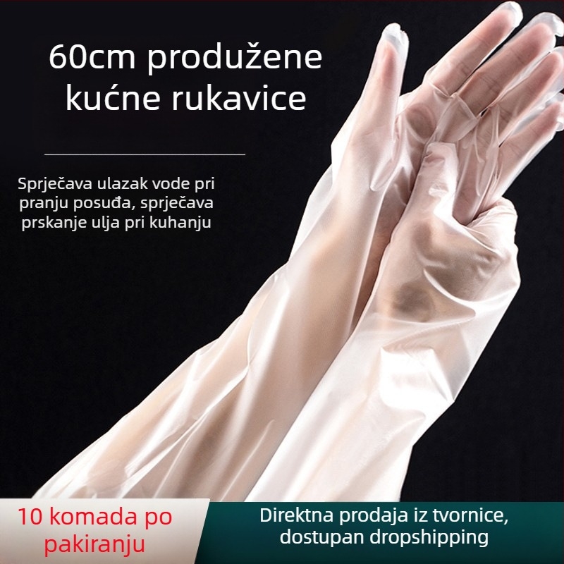 Jednokratne kuhinjske rukavice, debele i otporne na habanje, produžene duljine, elastična manžeta, vodootporne, kućna zaštita pri pranju suđa