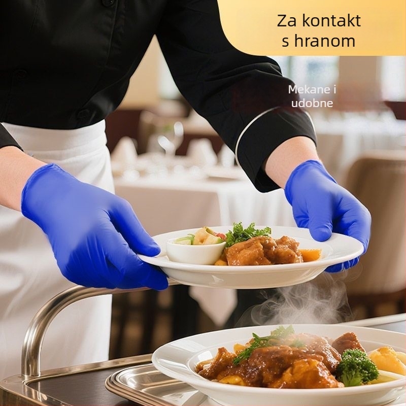 Jednokratne nitril rukavice za kuhinju i catering, debele i otporne, sigurnost hrane, 100 komada, pakirane u kutiji
