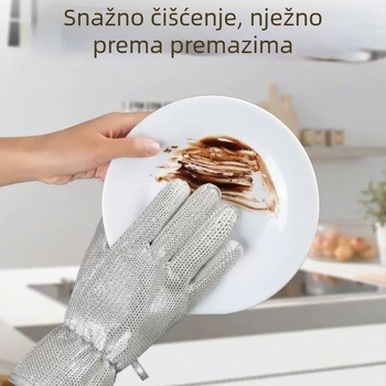 Rukavice za pranje suđa s čeličnom žicom, vodootporne, zaštita od opeklina, debeli unutarnji sloj, produžena verzija, odvojive za uporabu