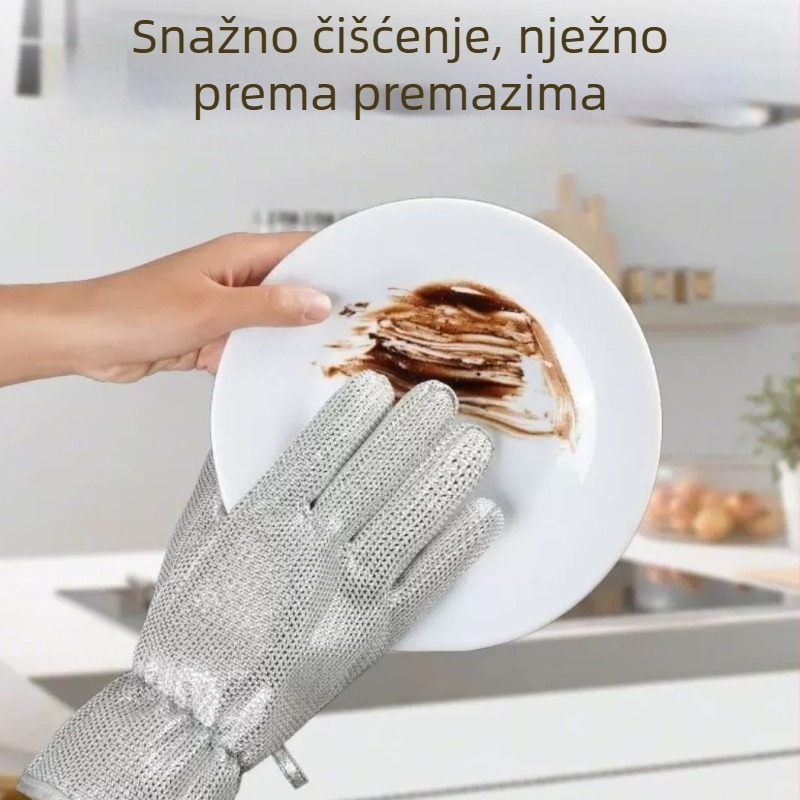 Rukavice za pranje suđa s čeličnom žicom, vodootporne, zaštita od opeklina, debeli unutarnji sloj, produžena verzija, odvojive za uporabu