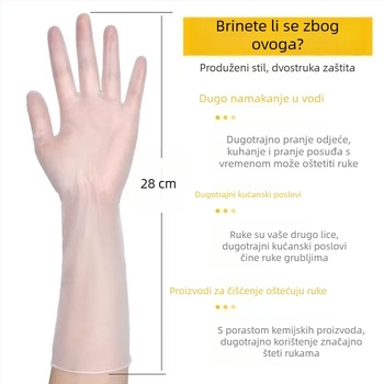 Jednokratne PVC rukavice, s kvalitetom hrane, dužine 12 inča, prozirne, debeli, za roštilj, kuhinju, pranje posuđa, kućnu upotrebu