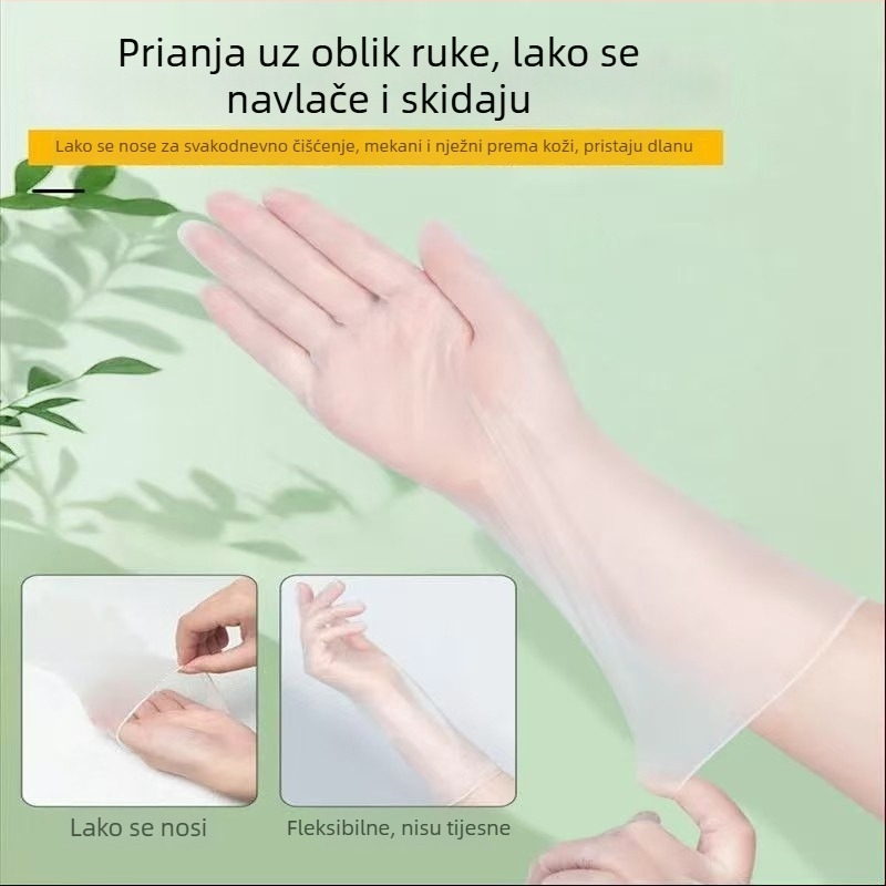 Jednokratne PVC rukavice, s kvalitetom hrane, dužine 12 inča, prozirne, debeli, za roštilj, kuhinju, pranje posuđa, kućnu upotrebu