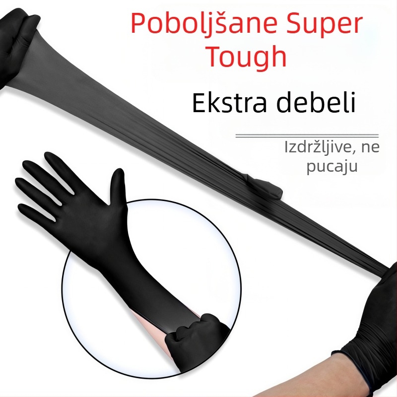 5.5g ekstra debeli crni nitril rukavice za kućnu upotrebu, pranje posuđa, catering i pečenje; nitril rukavice s prehrambenom kvalitetom, izdržljive i zaštitne