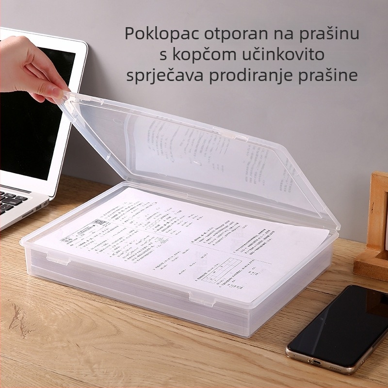 Prozirna velika kutija za pohranu datoteka A4 sa poklopcem – višenamjenski organizator