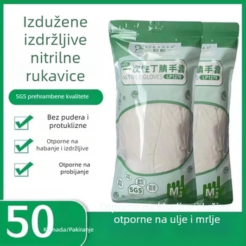 Jednokratne nitril rukavice, prehrambene klase, vodootporne, dužine 30 cm, za pranje suđa i kućnu upotrebu, izdržljive