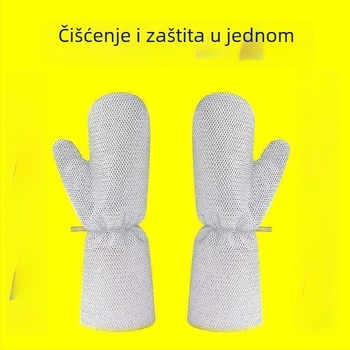 Rukavice za pranje posuđa sa srebrnim vlaknima, deblje i duže, vodonepropusne, protiv opekotina i otporne na masnoće.