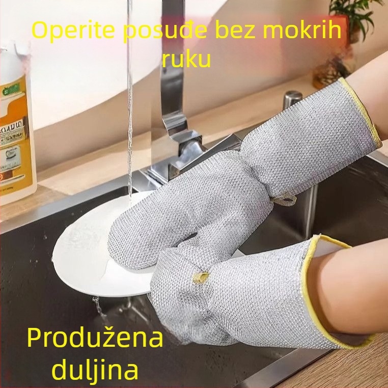 Rukavice za pranje posuđa sa srebrnim vlaknima, deblje i duže, vodonepropusne, protiv opekotina i otporne na masnoće.