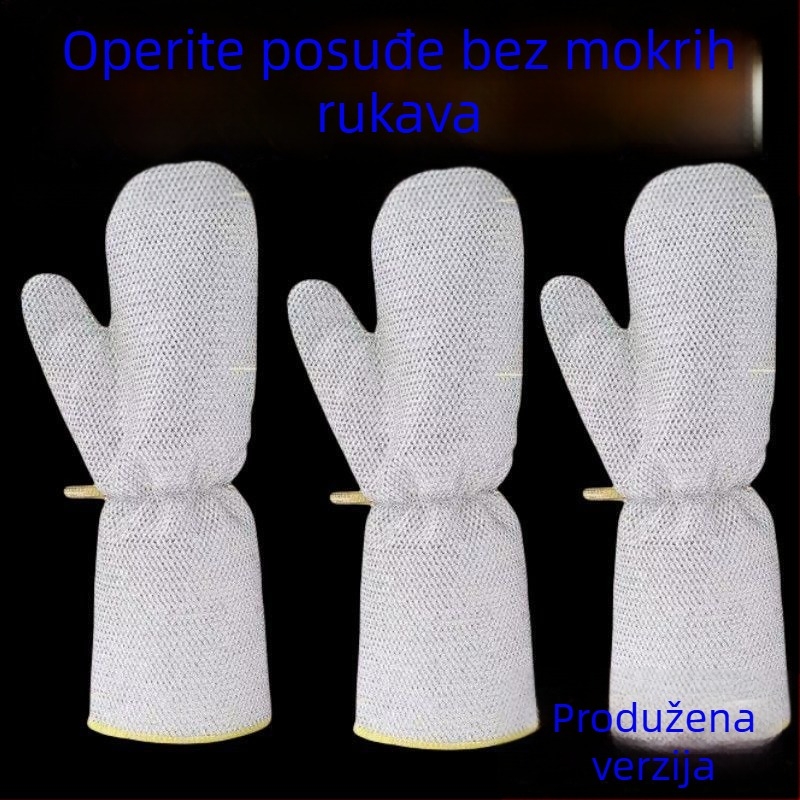 Rukavice za pranje posuđa sa srebrnim vlaknima, deblje i duže, vodonepropusne, protiv opekotina i otporne na masnoće.