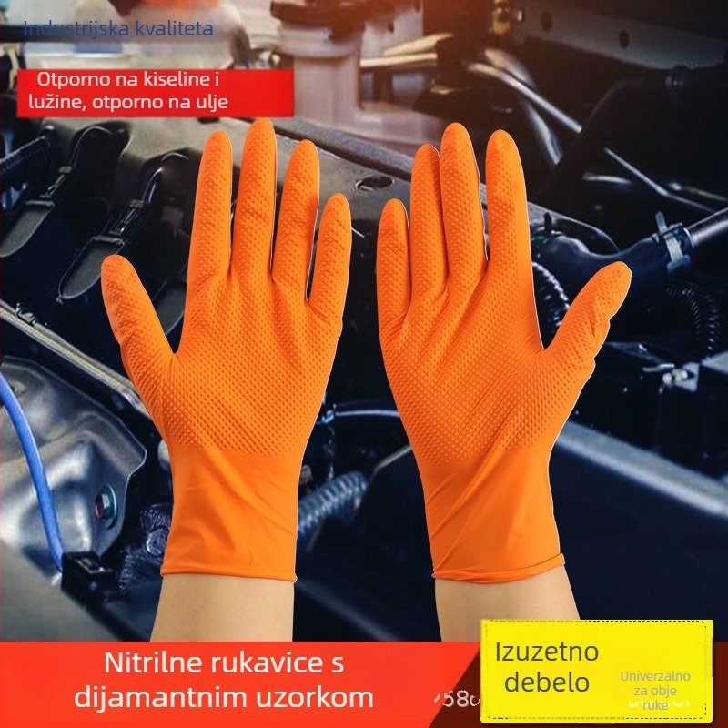 Jednokratne nitril rukavice s dijamantnim uzorkom, ojačane, protuklizne, otporne na habanje, za kućnu upotrebu i kuhinju, industrijska zaštita, vodootporne