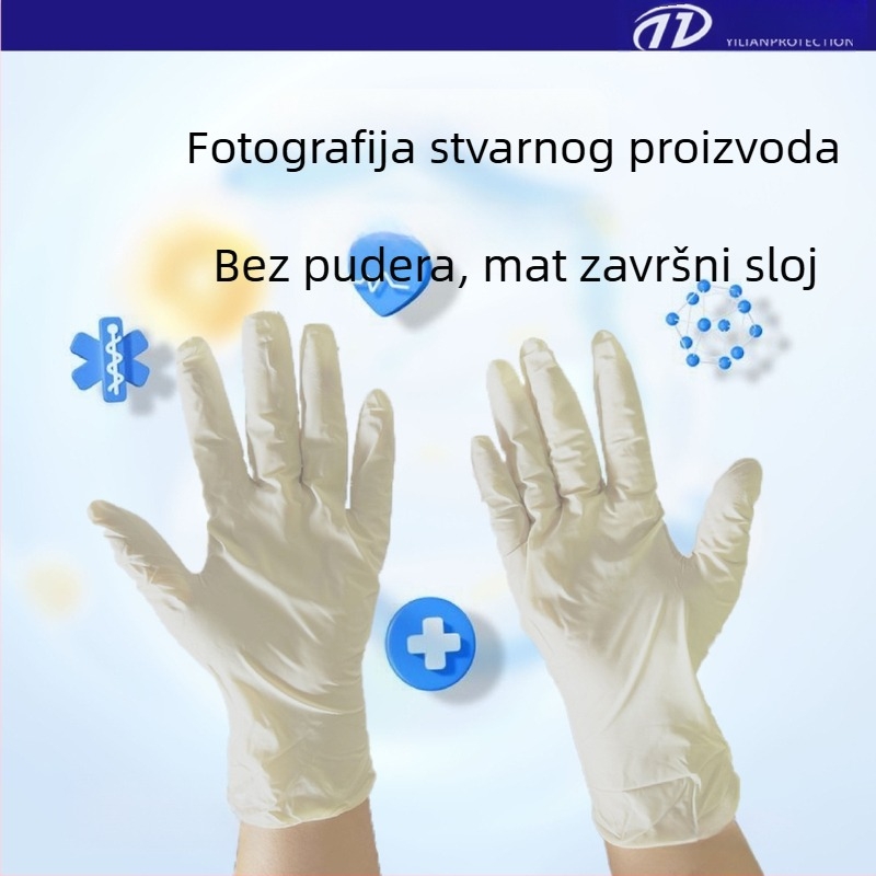 Jednokratne gumene rukavice bez pudera, visoke elastičnosti, za kućnu i vanjsku upotrebu, zaštitne rukavice za posao i kontakt s hranom