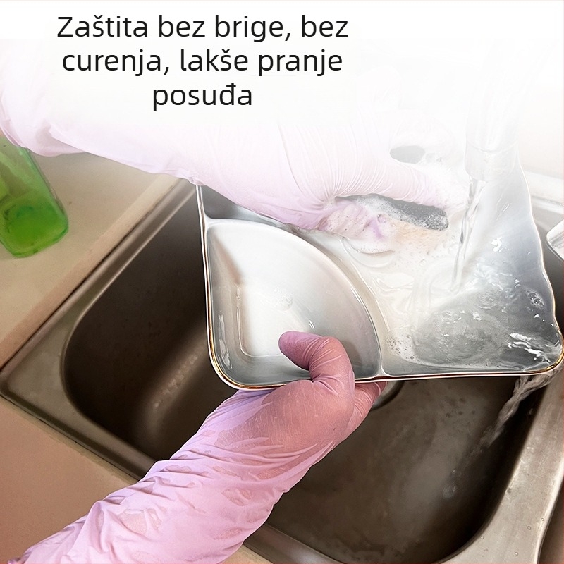 Ljupičaste nitril rukavice u boji šljive, 5x rastezljivosti, jednokratne, vodootporne i otporne na ulje, za kućno čišćenje, pranje posuđa i zaštita od masnoća