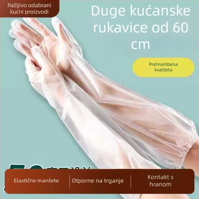 Jednokratne debele otporne rukavice s manžetom i produženom zaštitom podlaktice, za pranje i kuhinju, vodootporne, izdržljive, udobne za ruku