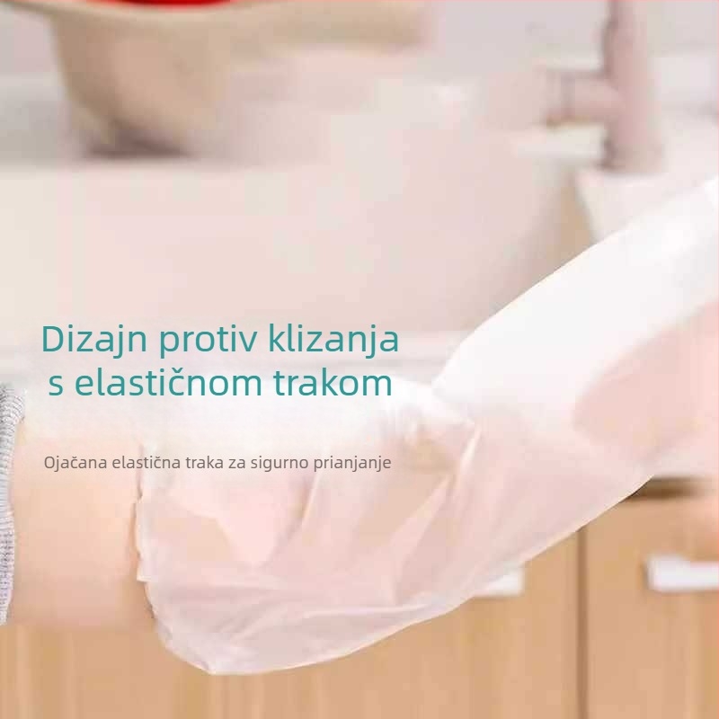 Jednokratne debele otporne rukavice s manžetom i produženom zaštitom podlaktice, za pranje i kuhinju, vodootporne, izdržljive, udobne za ruku