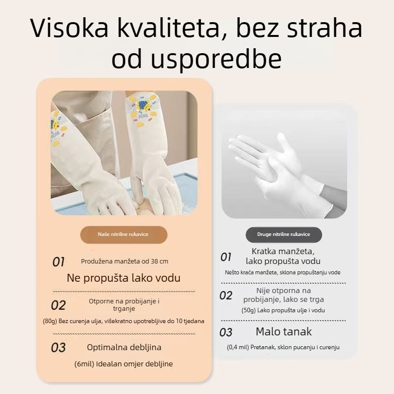 Lateks rukavice za kućanstvo, svakodnevno čišćenje, pranje povrća, zaštita ruku zimi