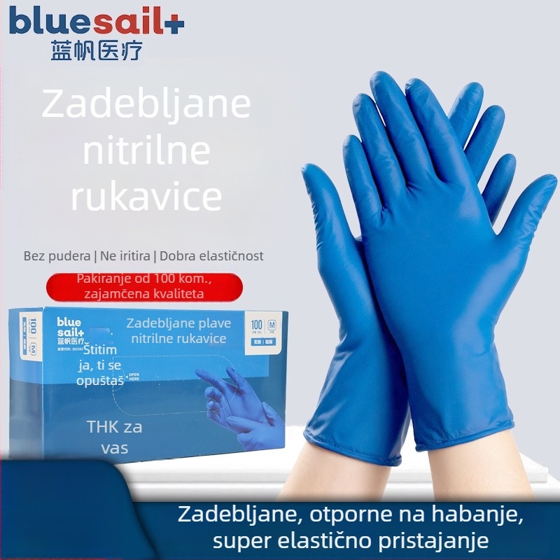 Blue Sail Jednokratne nitrilne rukavice otporne za laboratorijsku upotrebu, bojanje kose, održavanje, kućno čišćenje i pranje posuđa