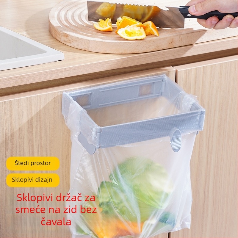Zidni, sklopivi držač vrećica za smeće, bez bušenja, za vrata ormarića, kupaonicu i kuhinju