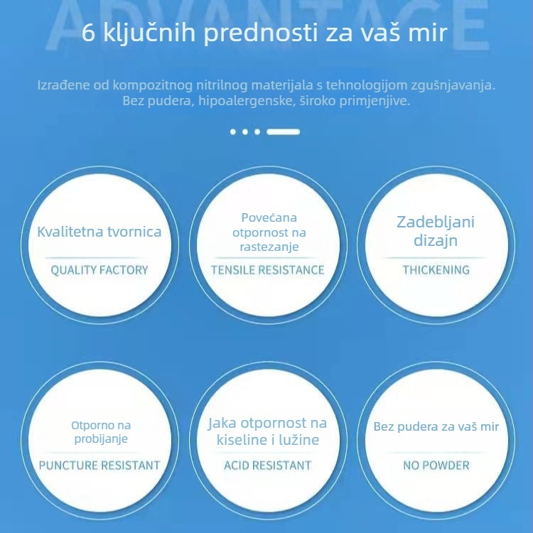 Jednokratne nitril rukavice otporne na ulja i kemikalije, debeli, za dentalnu njegu i kozmetičko tetoviranje, kućna upotreba.