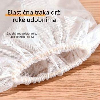 Prozirne duge kućanske rukavice, produžene i otvrdnute, s protukliznom površinom i izdržljive, manžetna s vezicom, za pranje rublja i pranje posuđa u kuhinji