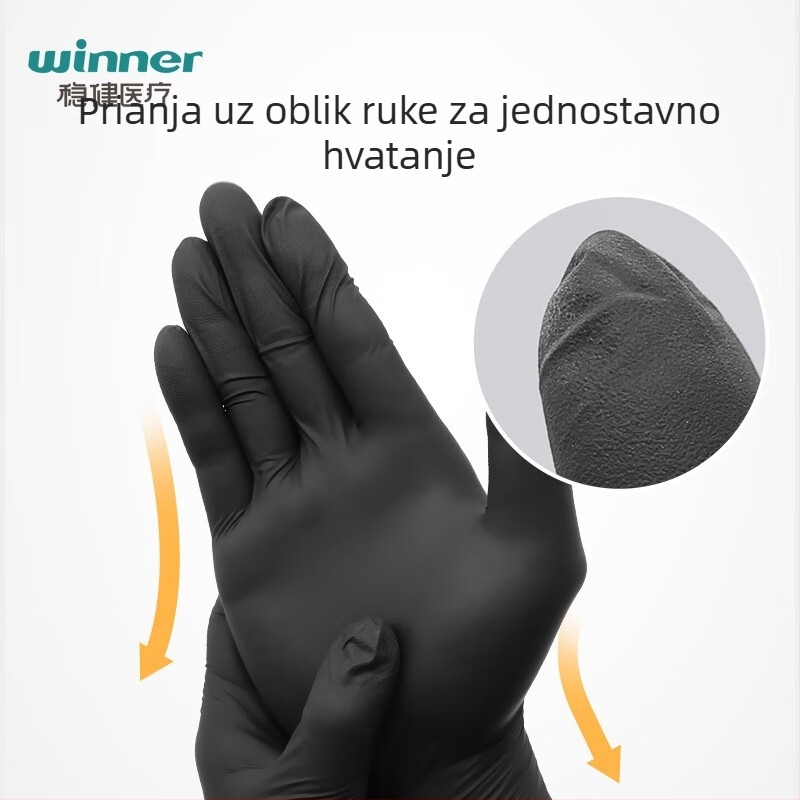 Crne jednokratne nitril rukavice za kućno čišćenje i rukovanje hranom, prilagodljive dlanu, isplativo pakiranje