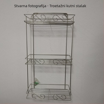 Nerđavi čelični kutni stalak, dvostruki zidni skladišni stalak za kuhinju i kupaonicu