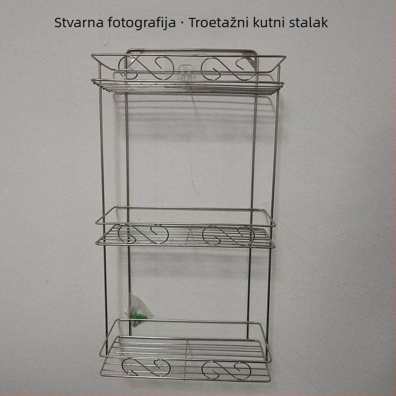 Nerđavi čelični kutni stalak, dvostruki zidni skladišni stalak za kuhinju i kupaonicu
