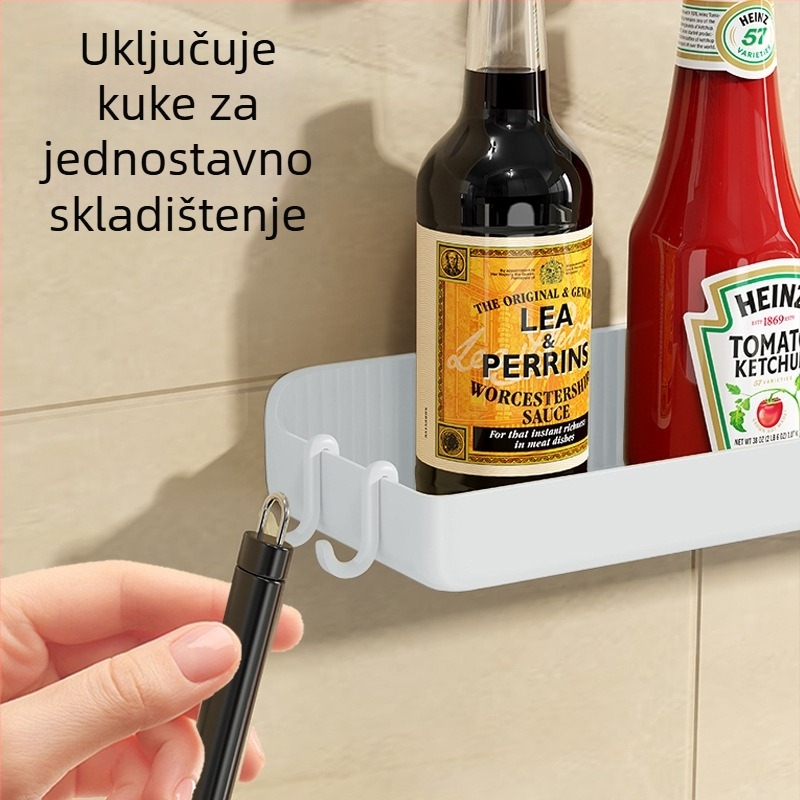 Kuhinjski zidni stalak za začine u japanskom stilu, bez bušenja, višenamjenska kutija za skladištenje