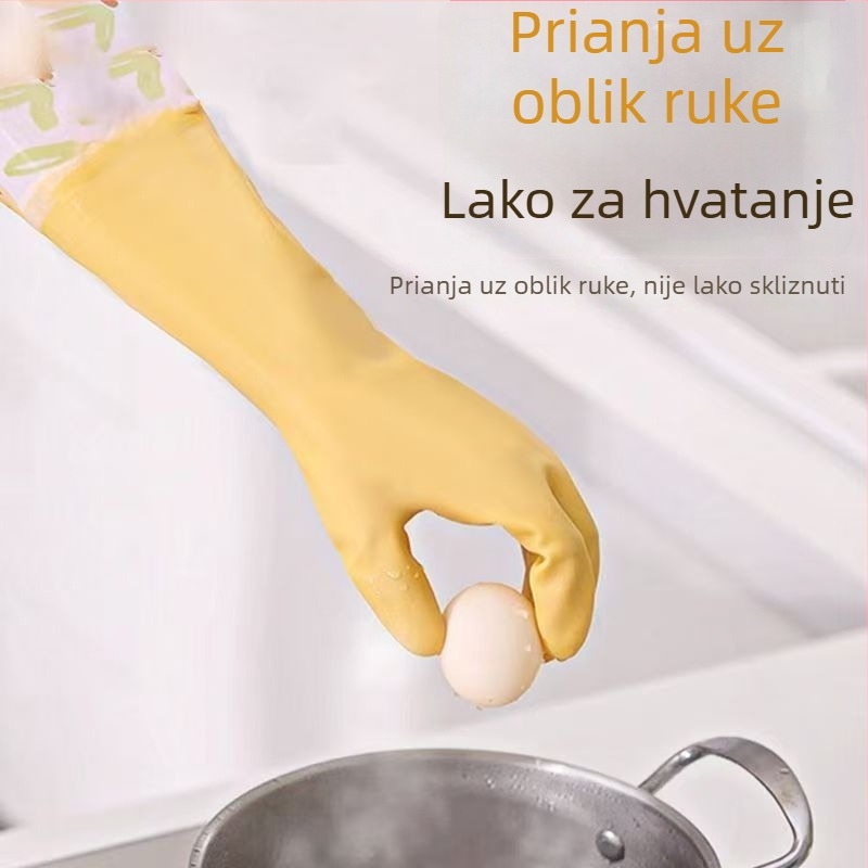 Lateks rukavice s fleeceom za kućne poslove, pranje suđa i kuhanje, vodootporne i izdržljive, s dugim manžetama