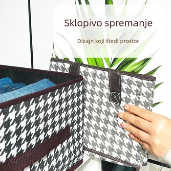 Sklopiva platnena kutija za pohranu s Houndstooth uzorkom, složeni pretinci za odjeću i igračke