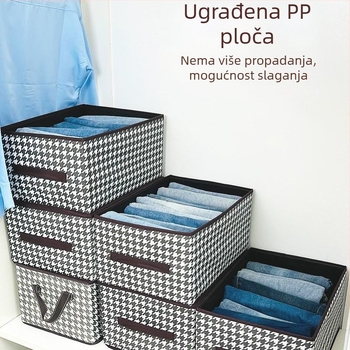 Sklopiva platnena kutija za pohranu s Houndstooth uzorkom, složeni pretinci za odjeću i igračke