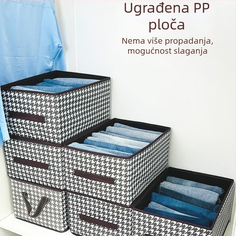 Sklopiva platnena kutija za pohranu s Houndstooth uzorkom, složeni pretinci za odjeću i igračke