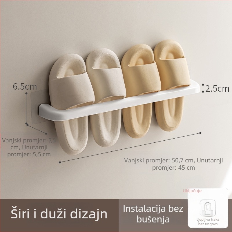 Lazy Corner stalak za papuče, zidni organizator bez bušenja za kupaonicu i kuhinju, višenamjenski s jednim redom