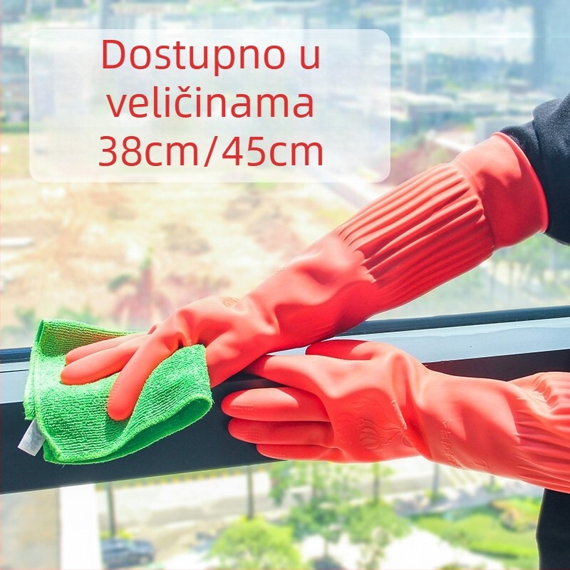 Duge latex rukavice s baršunastom podstavom, za kuhinju i kućanske poslove, vodootporne za zimsko pranje posuđa i rublja