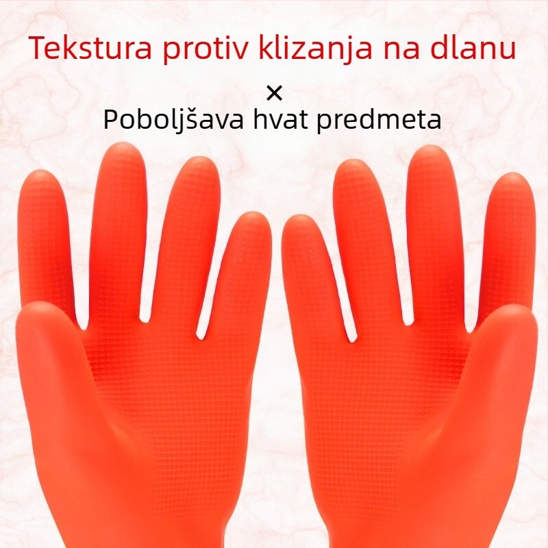Duge latex rukavice s baršunastom podstavom, za kuhinju i kućanske poslove, vodootporne za zimsko pranje posuđa i rublja
