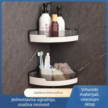 Zidni organizator bez bušenja, trokutasti plastični regal za kupaonicu i kuhinju