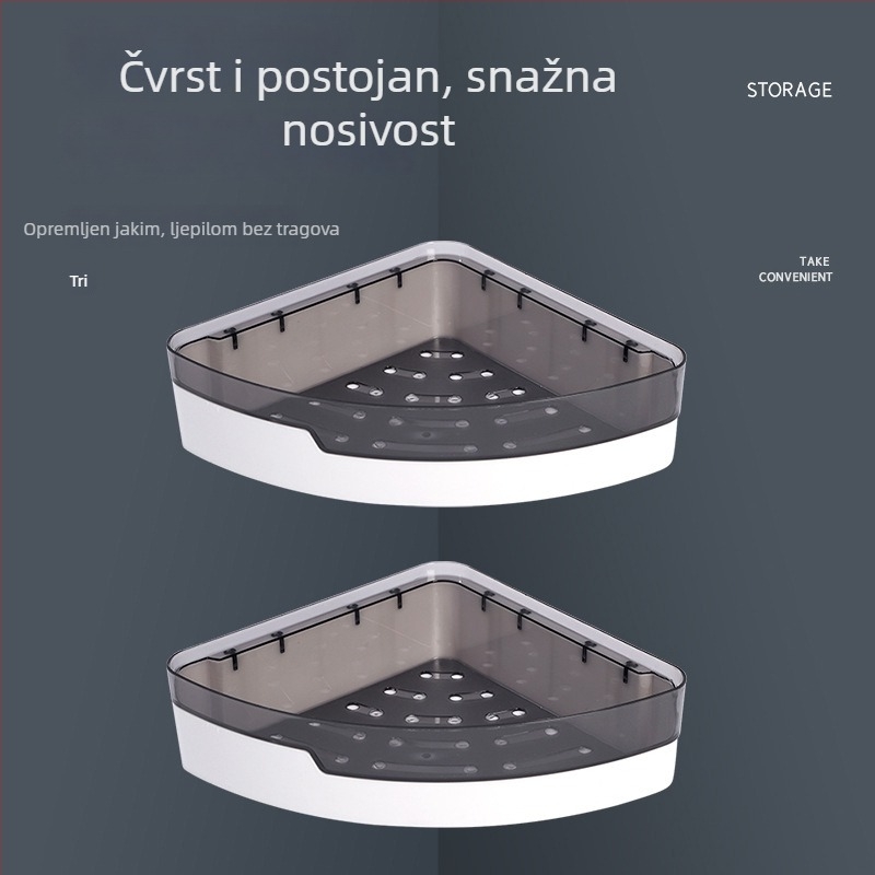 Zidni organizator bez bušenja, trokutasti plastični regal za kupaonicu i kuhinju