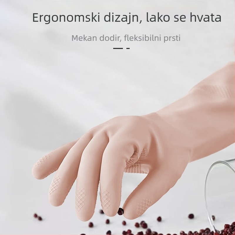 Dvobojne latex rukavice za kućnu upotrebu, vodootporne i izdržljive, za pranje suđa, pranje povrća i pranje rublja