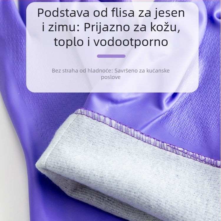 60 cm latex rukavice s flis podstavom i otvorenim prstima, zimske kućne rukavice za pranje suđa i rublja
