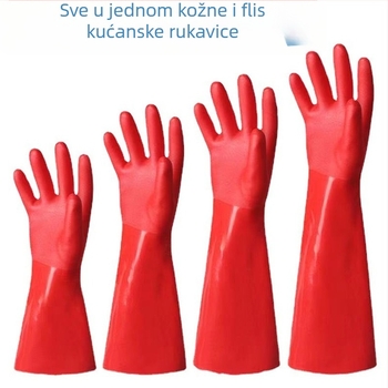 Zimske tople rukavice za kućanstvo s fleec podstavom, produžene PVC rukavice za pranje suđa, vodootporne