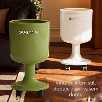 Koš za otpad u obliku čaše vina, 2025. novi model, za kućnu upotrebu, bez poklopca, kapacitet do 4 L, s kotačićima, za dnevni boravak, luksuznu kuhinju i spavaću sobu