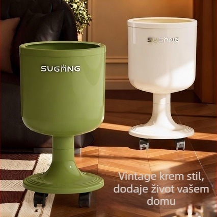 Koš za otpad u obliku čaše vina, 2025. novi model, za kućnu upotrebu, bez poklopca, kapacitet do 4 L, s kotačićima, za dnevni boravak, luksuznu kuhinju i spavaću sobu
