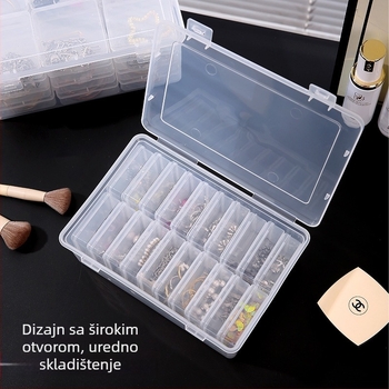 Prozirna kutija za pohranu perlica i nakita, velika kapaciteta, plastična kutija s odjeljcima za manikuru i ukrase