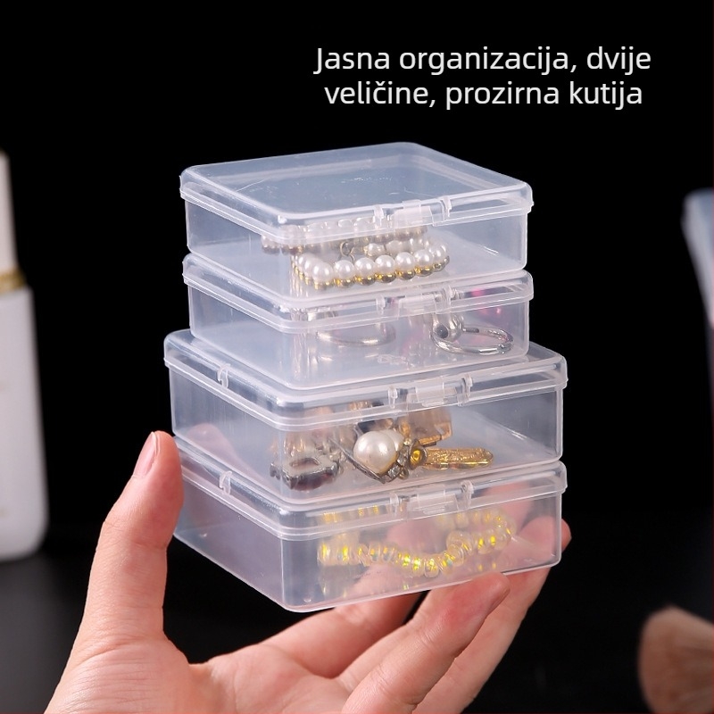 Prozirna kutija za pohranu perlica i nakita, velika kapaciteta, plastična kutija s odjeljcima za manikuru i ukrase