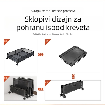 Metalni regał ispod kreveta s kotačićima, izvlačni organizator za odjeću, nordijskog stila