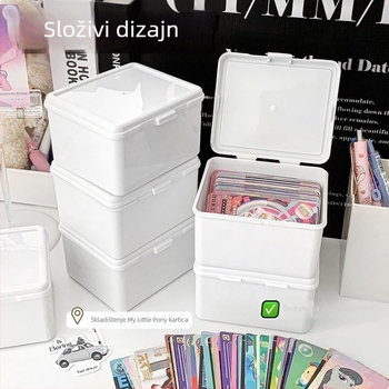 Bijela kutija za pohranu s preklopnim poklopcem i velikim kapacitetom za organiziranje kartica My Little Pony, otporna na prašinu, višestruki organizator