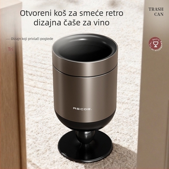 Koš za otpad od nehrđajućeg čelika za kućnu upotrebu, novi model 2026, profinjen luksuz, dnevni boravak s visokim nogama, retro stil, pokretan, veliki kapacitet
