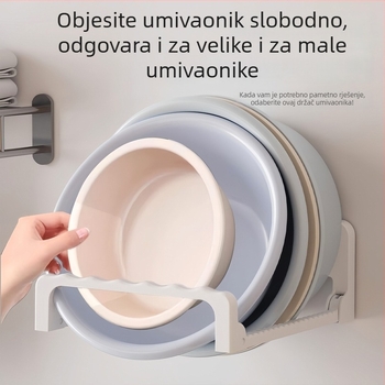 Zidni držač za umivaonik s kukama, bez bušenja, skladište za kuhinju i kupaonicu