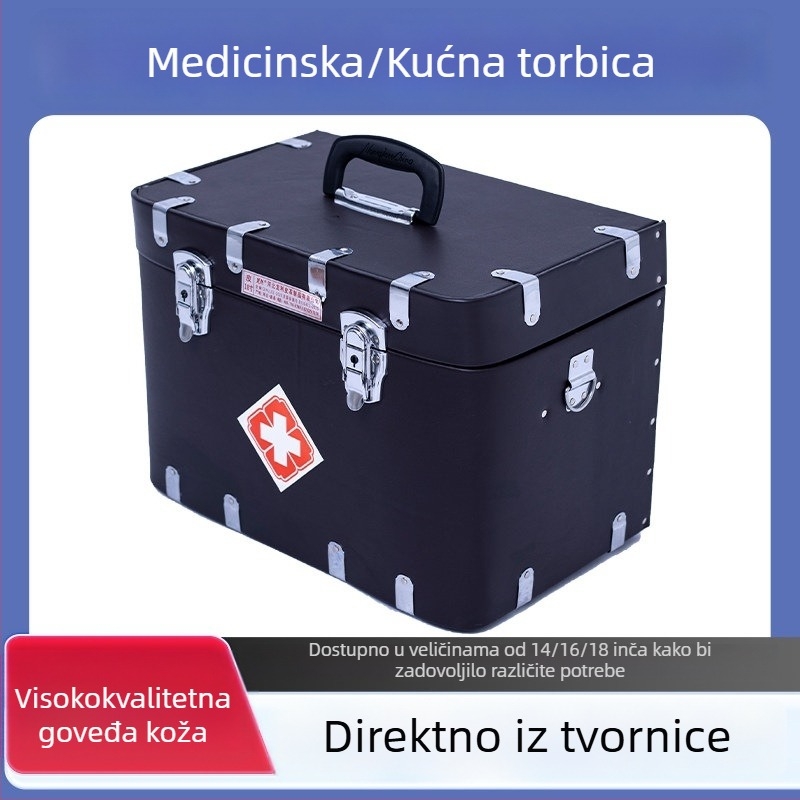 Kožni retro medicinski kovčeg za veterinarsku i kućnu upotrebu, prijenosni
